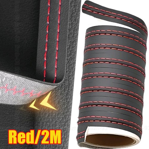 Red leather car dashboard - leather,