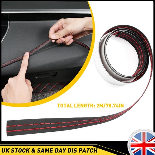 Red leather car dashboard - leather,
